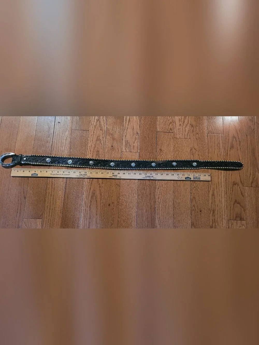 Nocona Black Tooled Leather Belt with Horseshoe Buckle (C01)
